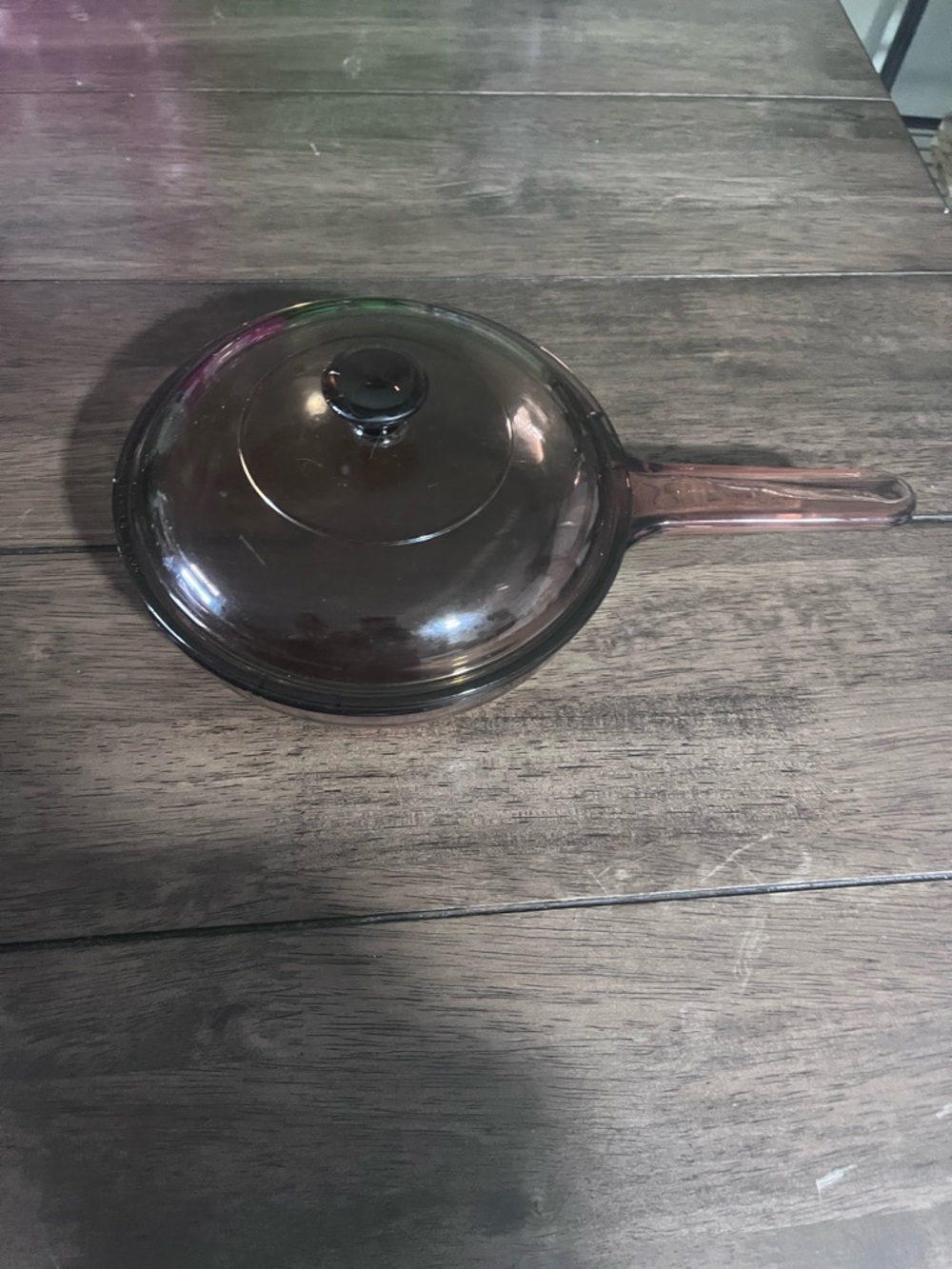 Vintage corning Vision Amber Glass Sauté Pan with Lid - Heat-Resistant Cookware